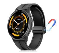 PaceBid 22mm Correa para Garmin Venu 4 45mm/Venu 3/Venu2/vivoactive 4/Active, Silicona Complejo Nylon Trenzada Magnética Reloj de Repuesto para Garmin Forerunner 265/255/255 Music/570 47mm - Negro