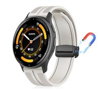 PaceBid 22mm Correa para Garmin Venu 4 45mm/Venu 3/Venu2/vivoactive 4/Active, Silicona Complejo Nylon Trenzada Magnética Reloj de Repuesto para Garmin Forerunner 265/255/255 Music/570 47mm - Starlight