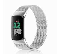 PaceBid Correa Compatible con Fitbit Charge 6/Fitbit Charge 5, Acero Inoxidable Malla Repuesto Correa Ajustable Magnético Pulsera Hombres Mujeres para Fitbit Charge 6 -Plata