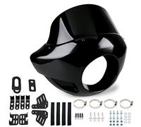 PACEWALKER Parabrisas Alto para Motocicletas 9 "Touring Sport Windshield Style Club Blackout 5.75" Parabrisas Parabrisas para Super Glide T-Sport FXDXT, FXR Estilo Corto (Negro Brillante)