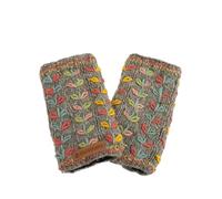 Pachamama Calentadores de muñeca de lana para mujer, con forro polar, bordado a mano, color gris, talla única, extra cálido, comercio justo
