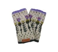 Pachamama Calentadores de muñeca de lana para mujer, con forro polar, diseño de cardo escocés, multicolor, talla única, hecho a mano, extra cálido, comercio justo