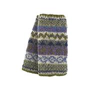 Pachamama Calentadores de muñeca de lana para mujer, con forro polar, patrón Fairisle, multicolor, talla única, hecho a mano, extra cálido, comercio justo (oliva, talla única)