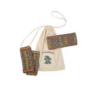 Pachamama Diadema de lana a juego para mujer, calentador de manos, muñecas y orejas, juego de 2 bolsas de regalo, forro polar, diseño bordado a mano, multicolor, talla única, hecha a mano, extra