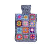 Pachamama Funda para Bolsas de Calor, Botella de Agua Caliente de Ganchillo a Mano de 2 Litros, Patrón Acolchado Hecho a Mano, Comercio Justo, Multicolor