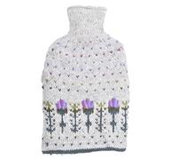 Pachamama Funda para botella de agua caliente tejida a mano y botella de agua caliente de 2 litros, diseño de cardo escocés, multicolor, hecho a mano, comercio justo, multicolor