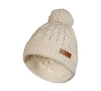 Pachamama Gorro de lana merino 100 % pura para mujer, tejido a mano, liso, talla única, hecho a mano, suave, cálido, transpirable, absorbe la humedad, comercio justo, crema, Talla única