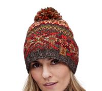 Pachamama Gorro de lana para mujer, con forro polar, tejido a mano, color marrón, multicolor, talla única, hecho a mano, extra cálido, comercio justo, multicolor, Talla única