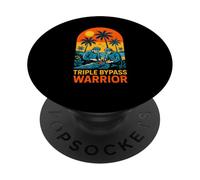 Paciente Cirugía Corazón Triple Bypass Warrior Retro Sunset PopSockets PopGrip Adhesivo