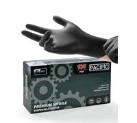 PACIFIC 6-mil Guantes Desechables de Nitrilo Negro, Heavy-Duty, Industrial, Mecánico, Apto Para Alimentos, Sin Látex, Sin Polvo, EN 374, L/9