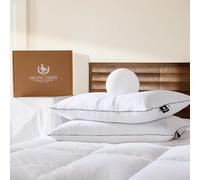Pacific Coast Almohadas de cama para dormir de lado y de espalda, almohadas firmes de plumas de la colección de hotel con patrón clásico de diamantes, tamaño mediano, suave, tamaño King, juego de 2