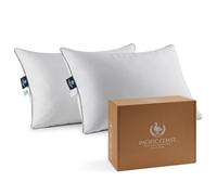 Pacific Coast Juego de 2 almohadas de plumas de ganso y plumón de ganso, almohada de hotel para dormir, suave, esponjosa, 100% algodón