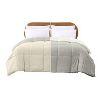 Pacific Coast Textiles Modern Threads Reversible Down Alt Comforter, Polyester, Ivory/Atmosphere, Twin