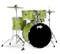 Pacific Drums Center Stage 5-Piece Drum Kit, kit de batería, bombo de 20", Electric Green Sparkle, incluye herrajes y banqueta, Finish Ply