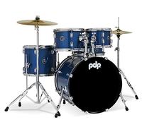 Pacific Drums Center Stage 5-Piece Drum Kit, kit de batería, bombo de 20", Royal Blue Sparkle, incluye herrajes, platos y banqueta, Finish Ply