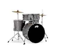 Pacific Drums Center Stage 5-Piece Drum Kit, kit de batería, bombo de 22", Silver Sparkle, incluye herrajes, platos y banqueta, Finish Ply