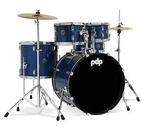 Pacific Drums Kit de batería de 5 piezas Center Stage, bombo de 56 cm, Royal Blue Sparkle, inc. Hardware, platillos y trono, capa de acabado | 100% casco de álamo
