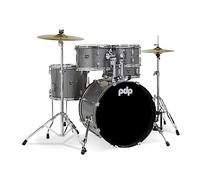 Pacific Drums Kit de batería de 5 piezas de Center Stage, bombo de 51 cm, Silver Sparkle, inc. Herrajes, platillos y trono, capa de acabado | 100% casco de álamo