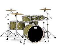 Pacific Drums & Percussion Juego de tambor PDP Concept Maple 7 piezas, paquete de cáscara de oliva satinado (PDCM2217SO)