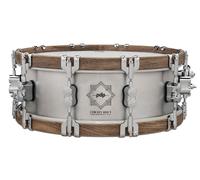 Pacific Drums Select Metal Snare 35.6x12.7 cm, 3mm aluminio/nogal, carcasa cepillada, aros de nogal