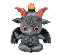 Pacific Giftware Baphomet - Figura de Baphy mientras medita - Divertida estatua de 10 cm, decoración gótica, decoración oculta, piedra artificial, gris