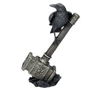 Pacific Giftware Figura Decorativa de Martillo de Thor con Cuervo Vikingo Odin