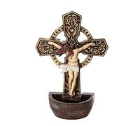 Pacific Giftware Fuente religiosa católica de agua bendita para el hogar, entrada religiosa del sacramento, estatua de montaje en pared, recordatorio de promesa bautismal (crucifijo de Cristo)