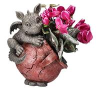 Pacific Giftware Playful Garden Dragon Planter Garden Display Decorative Accent Sculpture Stone Finish 10 Inch Tall