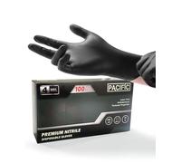 PACIFIC Guantes desechables de nitrilo negro de 4 mil, aptos para alimentos, sin látex, limpieza, cocina y kichten, medianos