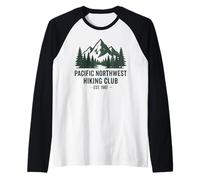 Pacific Northwest Hiking Club EST 1987 Retro Vintage Camiseta Manga Raglan