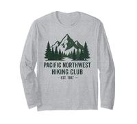 Pacific Northwest Hiking Club EST 1987 Retro Vintage Manga Larga