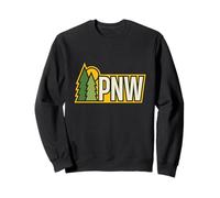 Pacific Northwest PNW Pinos al Aire Libre Insignia Minimalista Retro Sudadera