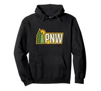 Pacific Northwest PNW Pinos al Aire Libre Insignia Minimalista Retro Sudadera con Capucha