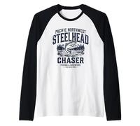 Pacific Northwest Steelhead Chaser Fishing PNW Trout Angler Camiseta Manga Raglan