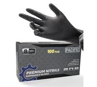 PACIFIC PPE Guantes desechables de nitrilo, extrafuerte, 8 mils, guantes mecánicos industriales, guantes negros resistentes, textura de diamante, XL, 100 unidades