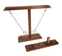 Pacific Shore Games Juego de lanzamiento de anillos de madera de 15 pulgadas, juego de gancho y anillo para 2 jugadores, juegos de beber para adultos, perfecto para cubiertas y patios, juegos de