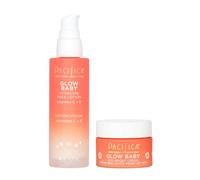 Pacifica Beauty Glow Baby VitaGlow - Juego de crema hidratante + crema de ojos con vitamina C, cafeína, ácido hialurónico, iluminador, brillante, 100% vegano y libre de crueldad, cuidado limpio de la