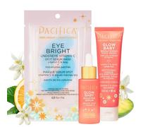 Pacifica Beauty | Glow Baby Vitamina C Trial + Value Kit | Set de regalo para el cuidado de la piel de 3 piezas | Travel Friendly | Brightening Face Serum, Face Wash/Cleanser, Under Eye Patches |