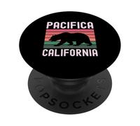 Pacifica California Bear Vintage Retro Playa San Mateo Océano PopSockets PopGrip Adhesivo