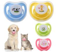 Pacificador de gatito de 4pcs, lindo chupete de cachorro de silicona seguro con cubierta de polvo, compañeros calmantes para perros juguetes para mascotas, suministros esenciales de mascotas para per