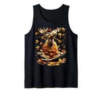 Pacífico Alce Otoño Hojas Meditando Animal Yoga Otoño Arte Camiseta sin Mangas