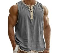 Pacificozy Men's Shirts, Vintage Breathable Henley Three-Button T-Shirt with Pockets for Gym & Casual Activity (Grey,5XL)