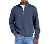 Pacificozy Men's Simple Casual Ribbed Stand Collar, Mens Simple Casual Ribbed Stand Collar Zipper Long Sleeve T-Shirt (Navy Blue,2XL)
