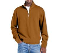 Pacificozy Men's Simple Casual Ribbed Stand Collar, Mens Simple Casual Ribbed Stand Collar Zipper Long Sleeve T-Shirt (Bronze,5XL)
