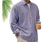 Pacificozy Men's Stylish Corduroy Urban Casual Daily Long-Sleeved Shirt, Casual Daily Long-Sleeved Shirt (Purple,XXL)