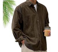 Pacificozy Men's Stylish Corduroy Urban Casual Daily Long-Sleeved Shirt, Casual Daily Long-Sleeved Shirt (Brown,S)