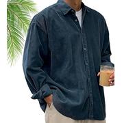 Pacificozy Men's Stylish Corduroy Urban Casual Daily Long-Sleeved Shirt, Casual Daily Long-Sleeved Shirt (Dark Blue,S)