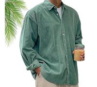 Pacificozy Men's Stylish Corduroy Urban Casual Daily Long-Sleeved Shirt, Casual Daily Long-Sleeved Shirt (Light Green,4XL)
