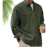 Pacificozy Men's Stylish Corduroy Urban Casual Daily Long-Sleeved Shirt, Casual Daily Long-Sleeved Shirt (Green,5XL)