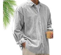 Pacificozy Men's Stylish Corduroy Urban Casual Daily Long-Sleeved Shirt, Casual Daily Long-Sleeved Shirt (White,XL)